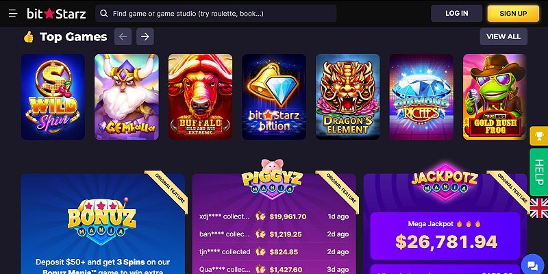 BitStarz crypto casino lobby
