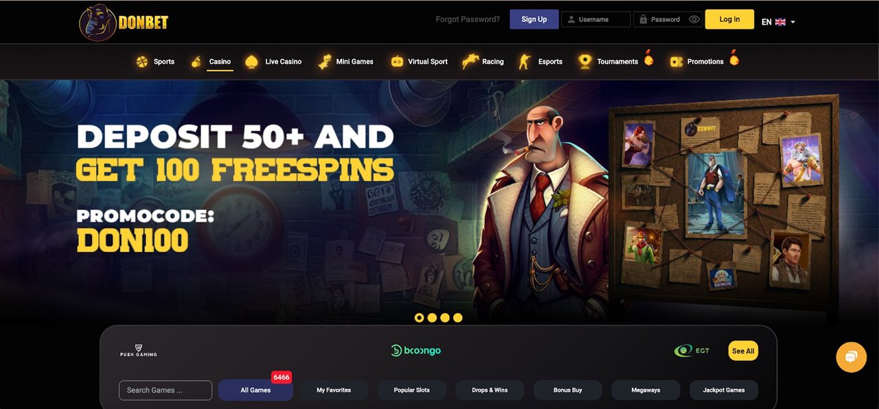 Donbet crypto casino lobby