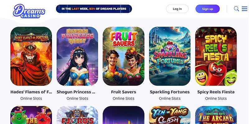 Dreams Casino crypto casino lobby