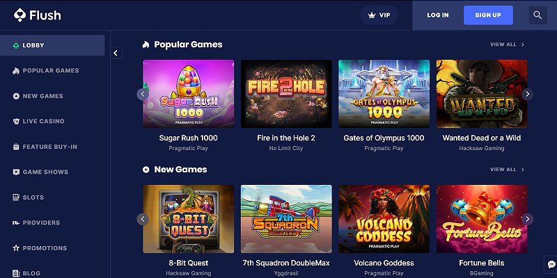 Flush crypto casino lobby