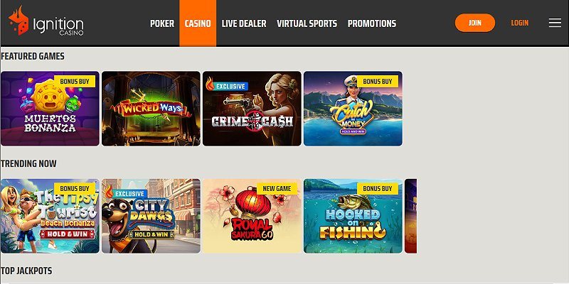 Ignition crypto casino lobby