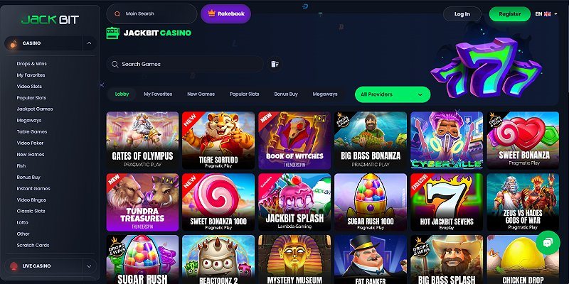 Jackbit crypto casino lobby