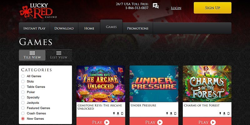 Lucky Red Casino crypto casino lobby