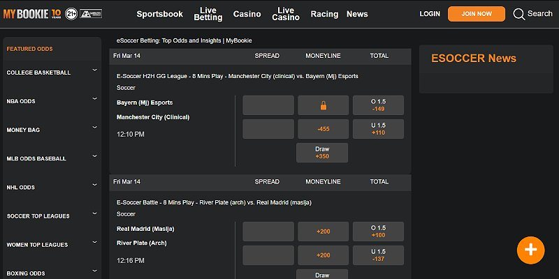 MyBookie crypto casino lobby