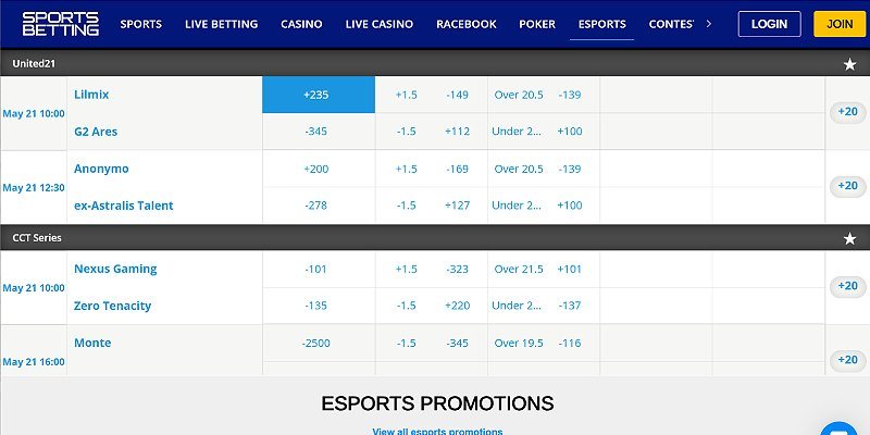 SportsBetting.ag crypto casino lobby