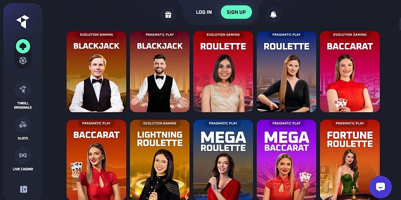 Thrill crypto casino lobby