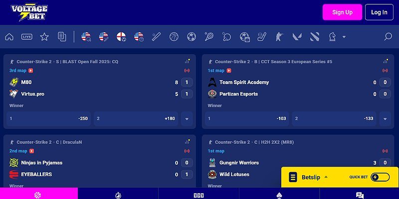 VoltageBet crypto casino lobby